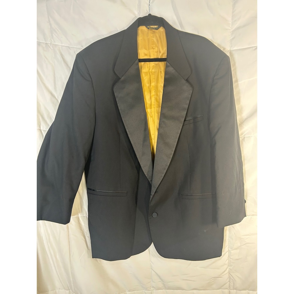 After Six‎ Tuxedo Jacket Mens Black Silk Lapel Super 90s Moda Collection